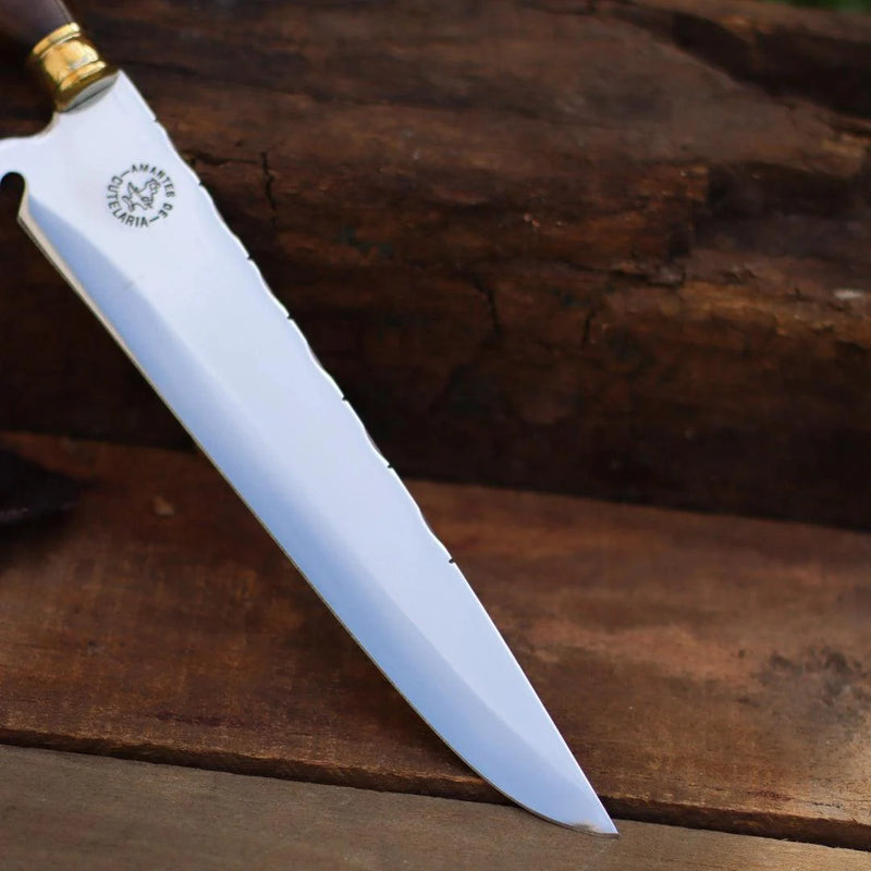 Faca Churrasco Artesanal Personalizada Trator e Soja | Aço Inox 10"