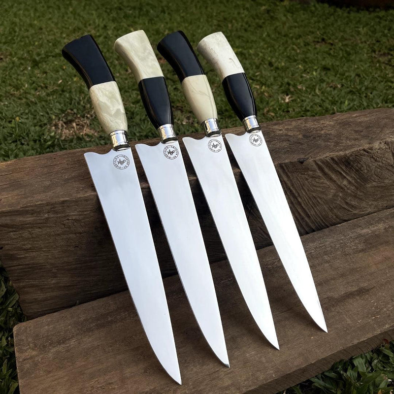 Faca Churrasco Artesanal Picanheira Cabo de Osso | Aço Inox 9"