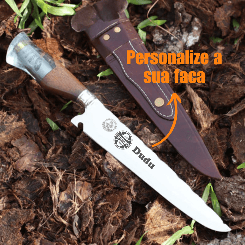 Faca Churrasco Artesanal Personalizada Picanheira Bala | Aço Inox 10"