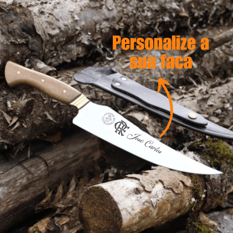 Faca Churrasco Artesanal Personalizada BBQ Fileteira | Aço Inox 9"
